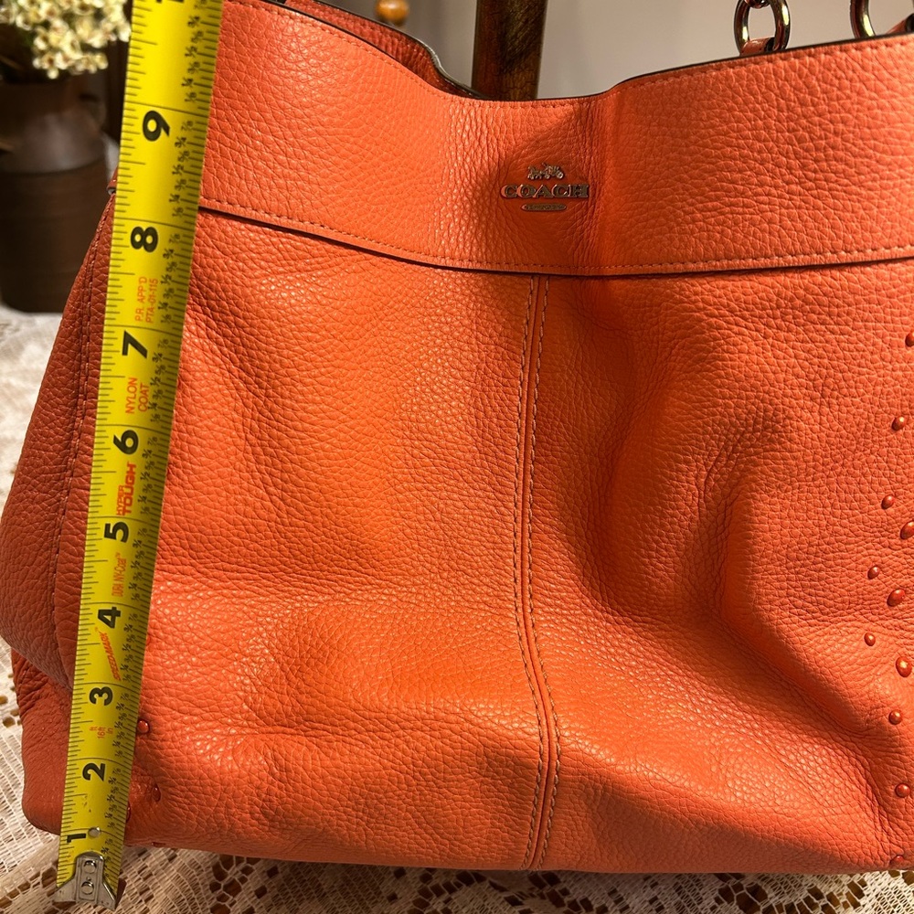 Coach Lexy Vibrant Orange Leather Shoulder Bag with Studs.  With wallet - Picture 2 of 15
